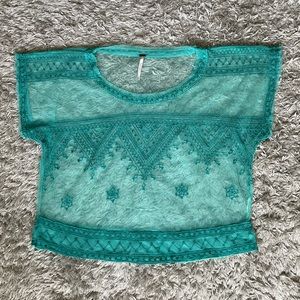 Free People Turquoise Mesh Top